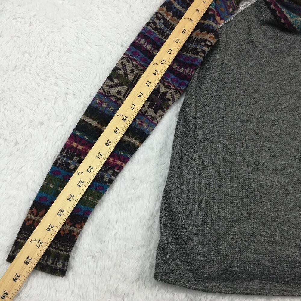 12pm Mon Ami Womens Sweater Cowl Neck Aztec Print‎ Colorblock Gray Multicolor S - Picture 4 of 11